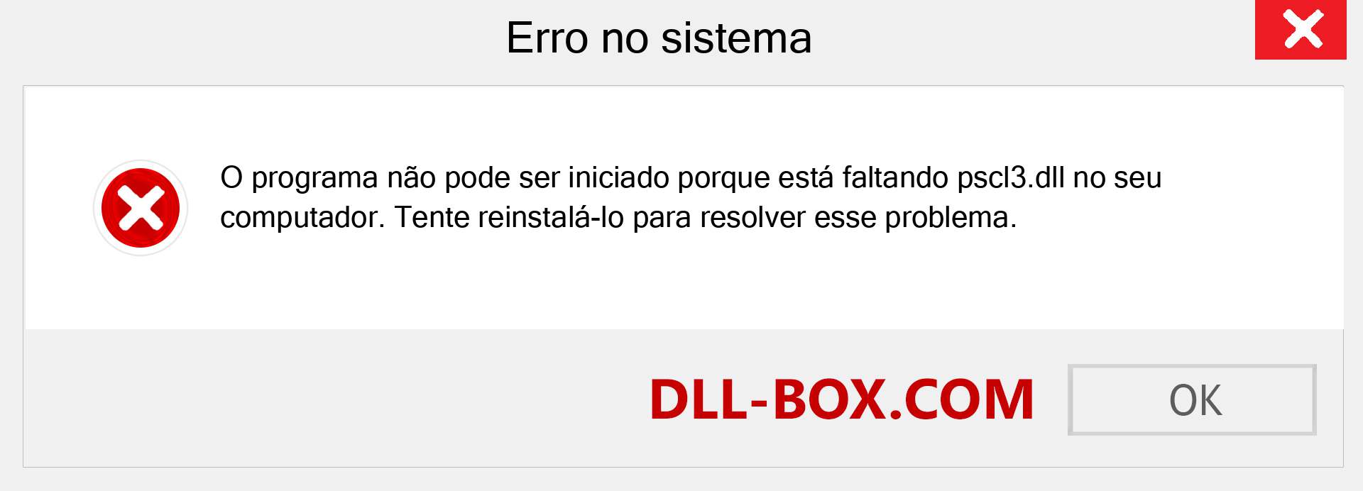 Arquivo pscl3.dll ausente ?. Download para Windows 7, 8, 10 - Correção de erro ausente pscl3 dll no Windows, fotos, imagens